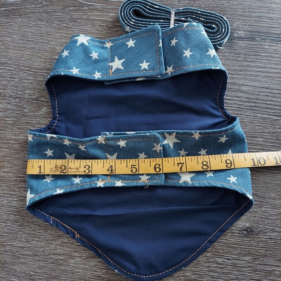 Pet Dog Cat Denim Vest w/ Stars Puppy Dog Harness And Leash Set - Picture 7 of 10
